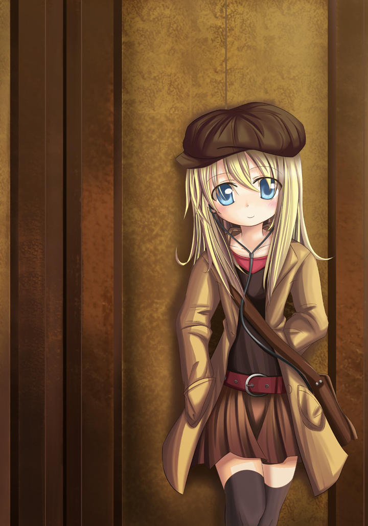 makino (ukiuo), original, tagme, blonde hair, hat, solo, thighhighs