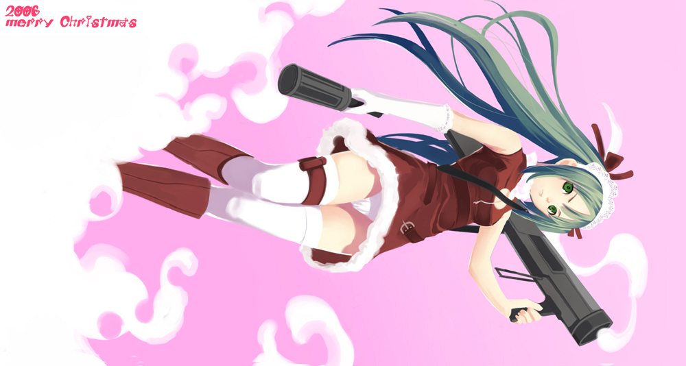 suke akurou, belt, boots, explosive, grenade, m1 bazooka, panties, pantyshot, rocket launcher, solo, thighhighs, underwear, weapon, zettai ryouiki