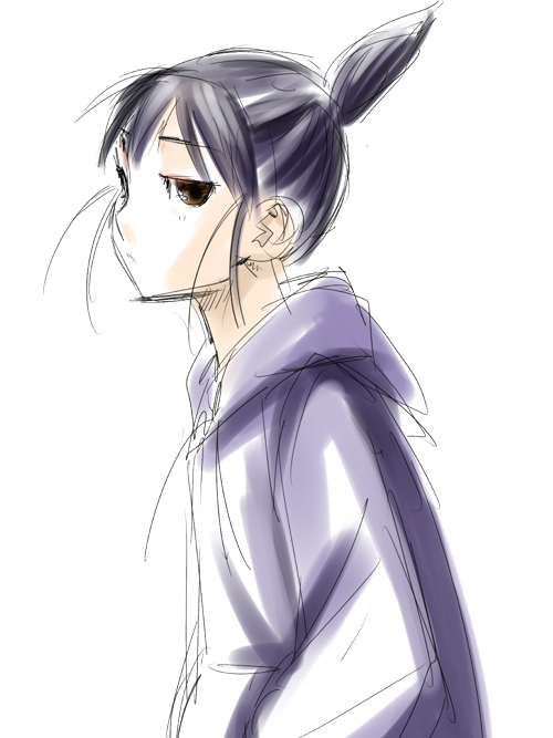 akito (ao's club), akito (artist), ogiue chika, genshiken, 00s, 1girl, female focus, simple background, sketch, solo, white background