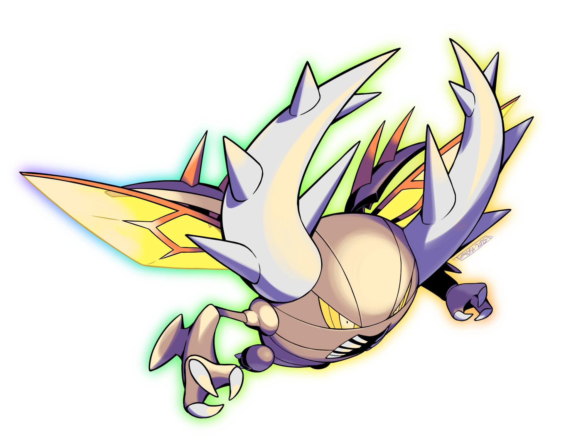 tomycase, mega pinsir, pinsir, nintendo, pokemon, highres, bug, full body, gen 1 pokemon, horns, mega pokemon, no humans, simple background, solo, white background, yellow eyes