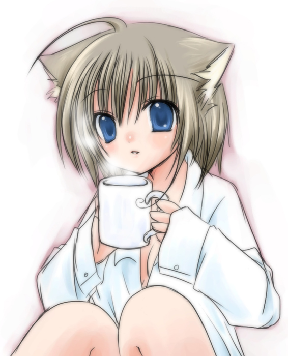 yukian, tagme, 1girl, animal ears, cup, female focus, pajamas, solo