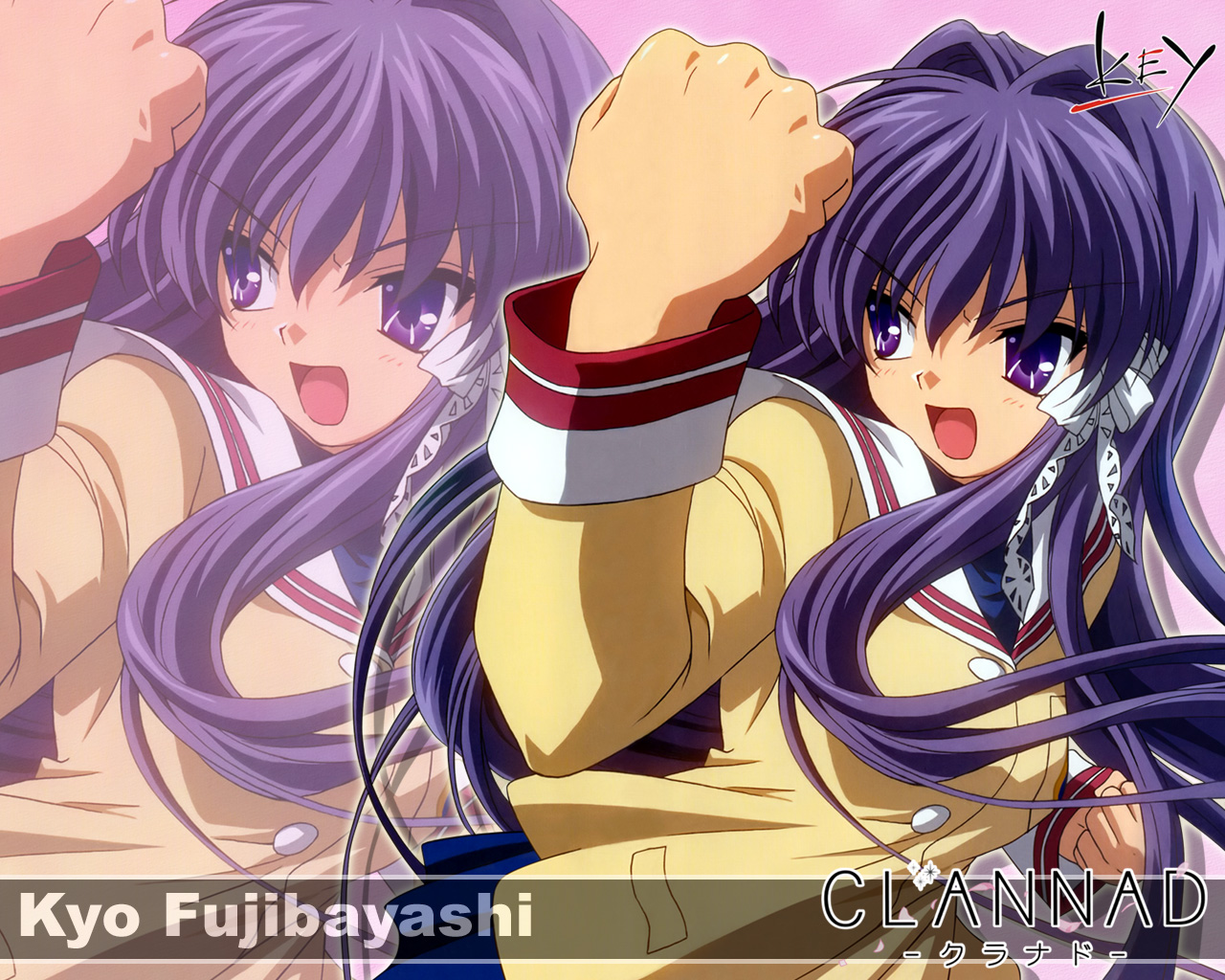 fujibayashi kyou, clannad, 00s, 1girl, 5/4, female focus, key, school uniform, solo, zoom layer