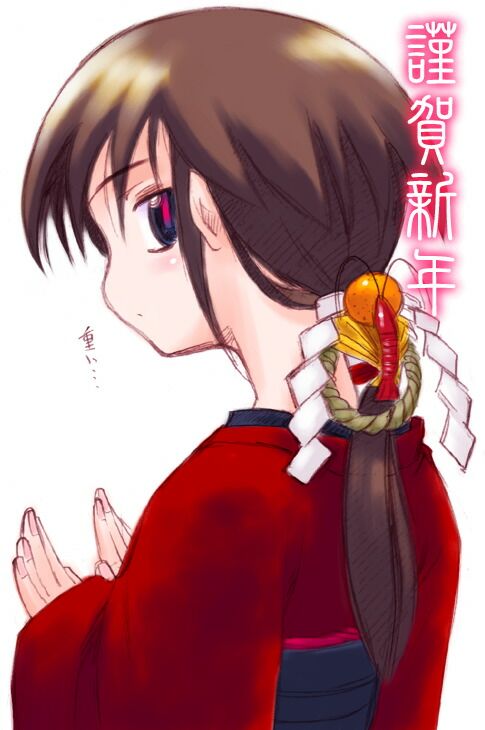 kurame, kusari hime: euthanasia, liarsoft, archived source, artist request, bad link, translation request, 1girl, closed mouth, crustacean, expressionless, fingernails, food, food-themed hair ornament, fruit, grey eyes, hair ornament, hair tubes, japanese clothes, kimono, long hair, looking at viewer, low-tied long hair, low ponytail, mandarin orange, obi, obiage, obijime, open hands, orange hair ornament, ponytail, red kimono, red pupils, red sleeves, rope, sash, shide, shimenawa, shrimp, shrimp hair ornament, sidelocks, simple background, single hair tube, solo, upper body, white background