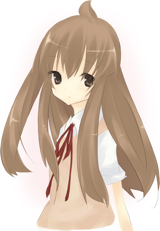 minami chiaki, minami-ke, 00s, 1girl, ahoge, brown eyes, brown hair, female focus, long hair, solo