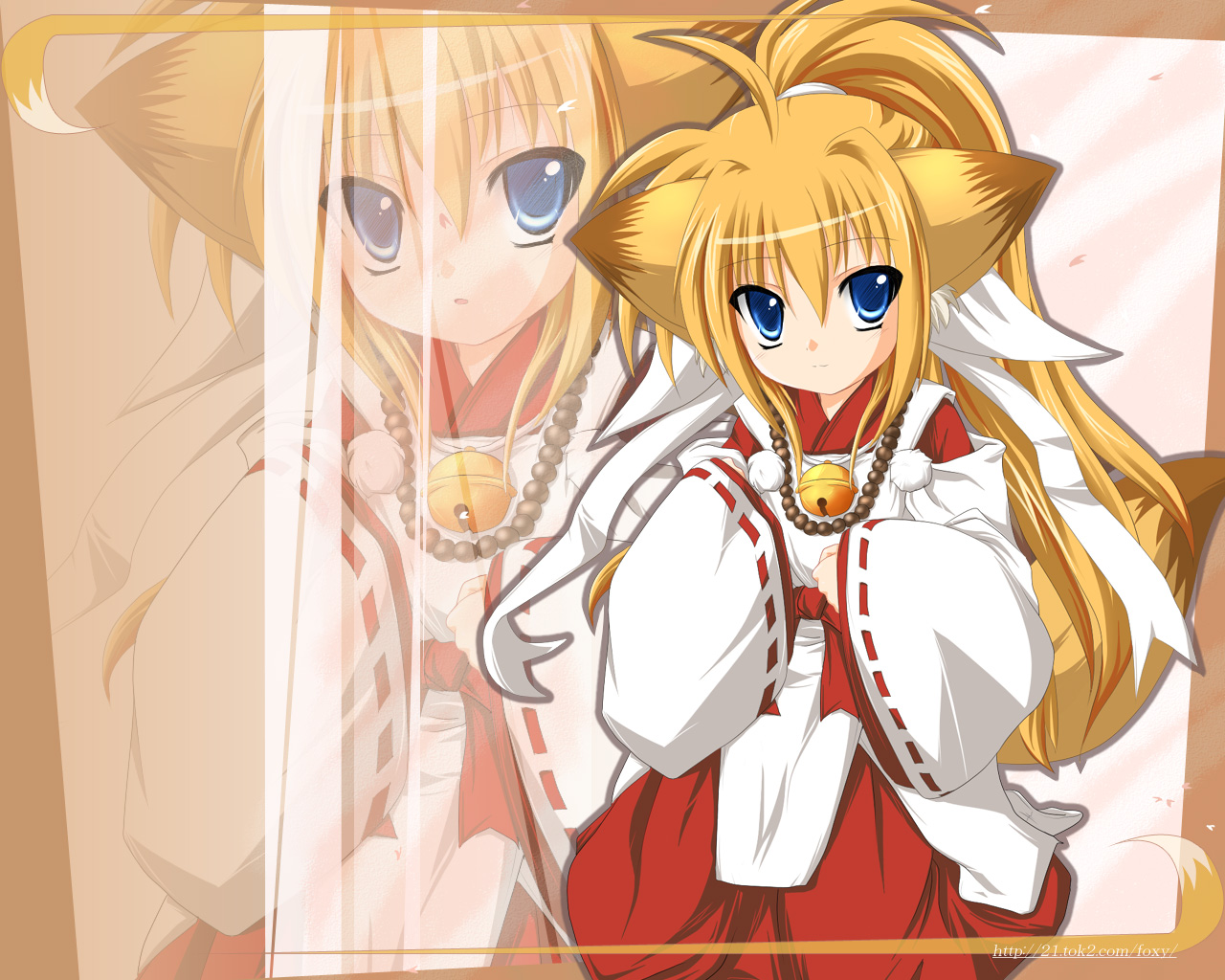 kazami karasu, animal ears, fox, fox ears, fox tail, japanese clothes, solo, tail