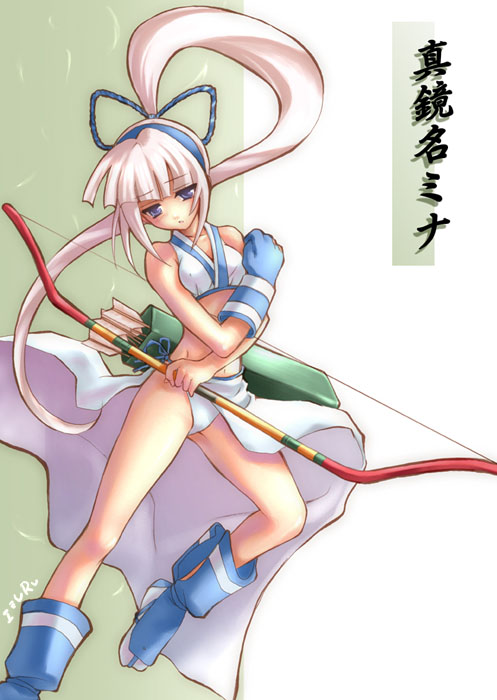 nekou izuru, majikina mina, samurai spirits, snk, 1girl, bow (weapon), female focus, panties, solo, underwear, weapon