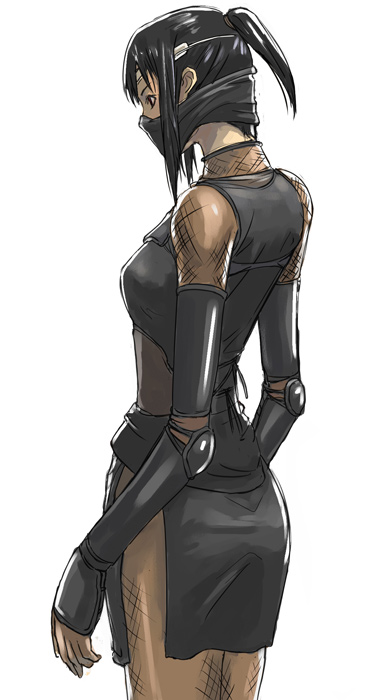 tea (nakenashi), tagme, 1girl, black hair, female focus, mask, mouth mask, ninja, ninja mask, solo