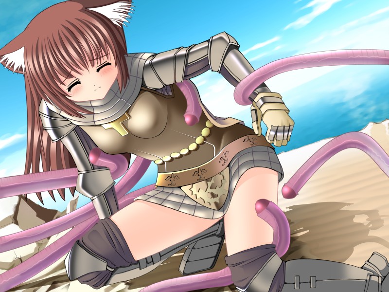 knight (ragnarok online), ragnarok online, animal ears, blush, hydra, knight, panties, solo, tentacles, thighhighs, underwear
