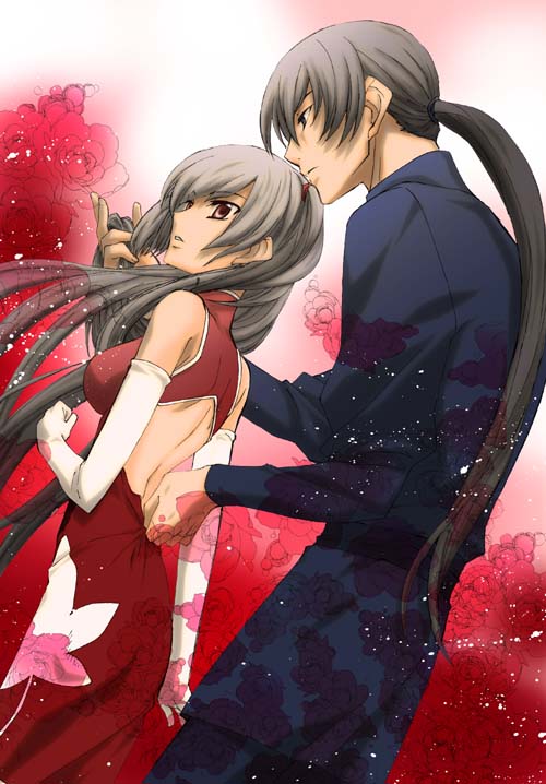 hong long, wang liu mei, gundam, gundam 00, artist request, 00s, 1boy, 1girl, backless outfit, brother and sister, siblings
