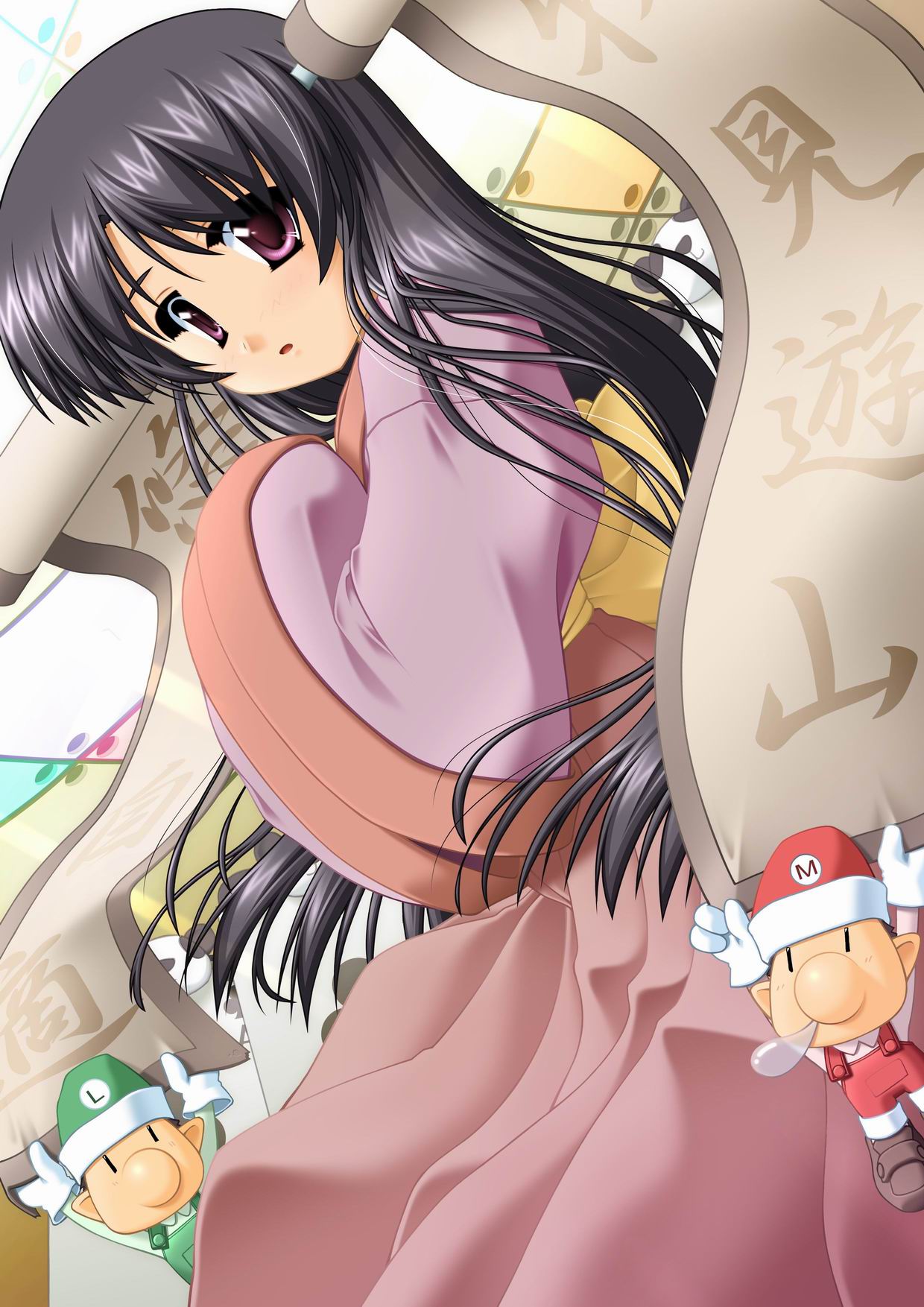 sohee, ragnarok online, highres, 1girl, crossover, demon, female focus, hanbok, korean clothes, overalls, solo