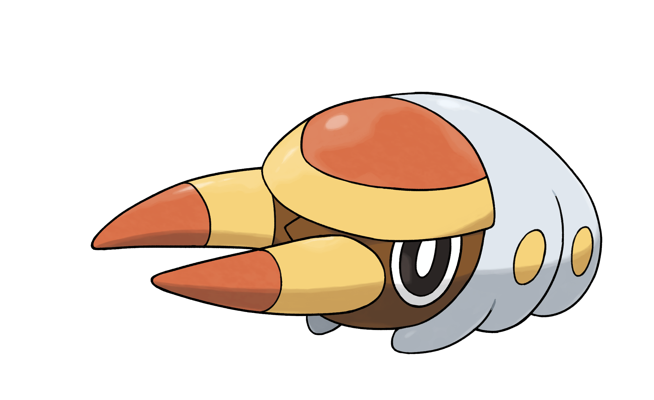 grubbin, nintendo, pokemon, pokemon sm, artist request, highres, official art, second-party source, bright pupils, bug, full body, gen 7 pokemon, mandibles, no humans, pokemon (creature), pokemon focus, simple background, solo, transparent background, white pupils