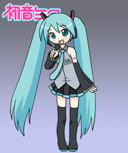 minami juujisei, hatsune miku, vocaloid, animated, animated gif, lowres, 1girl, aqua eyes, aqua hair, aqua necktie, black boots, black thighhighs, blouse, boots, character name, collared shirt, dancing, female focus, gradient background, grey shirt, long hair, looking at viewer, microphone, miniskirt, music, necktie, purple background, shirt, shoulder tattoo, singing, skirt, sleeveless, sleeveless shirt, solo, tattoo, thighhighs, twintails, very long hair, zettai ryouiki