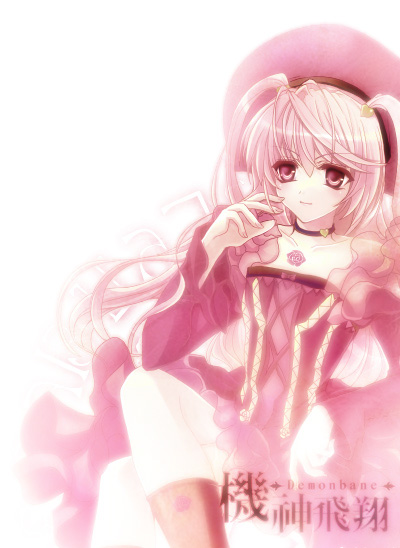 another blood, demonbane, nitroplus, 00s, goth fashion, long hair, pink hair, solo