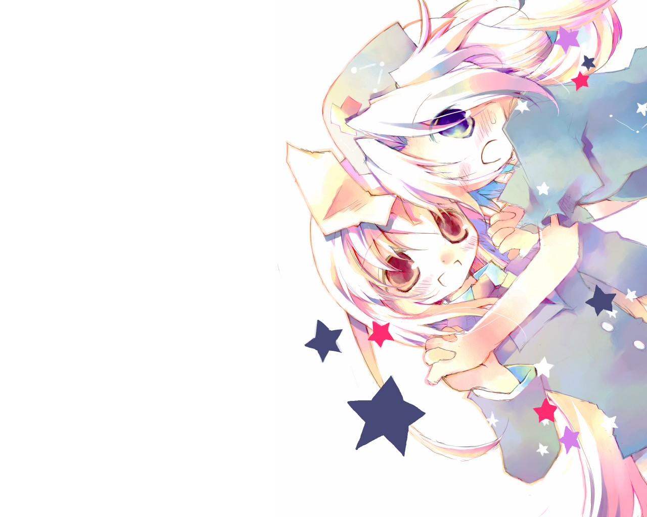 reisen udongein inaba, yagokoro eirin, touhou, 2girls, animal ears, blush, female focus, holding hands, multiple girls, rabbit ears, star (symbol), upper body, white background