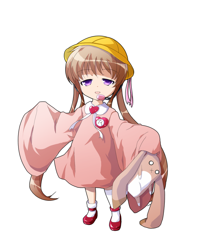 dairi, tsukuyomi ai, voiceroid, commentary request, large variant set, variant set, 1girl, asymmetrical legwear, brooch, brown hair, dress, full body, hat, headset, heart, heart brooch, holding, holding stuffed toy, jewelry, long hair, mismatched legwear, pink dress, red shoes, school hat, shoes, sleeves past fingers, sleeves past wrists, socks, solo, standing, stuffed toy, tachi-e, transparent background, twintails, white socks, wide sleeves