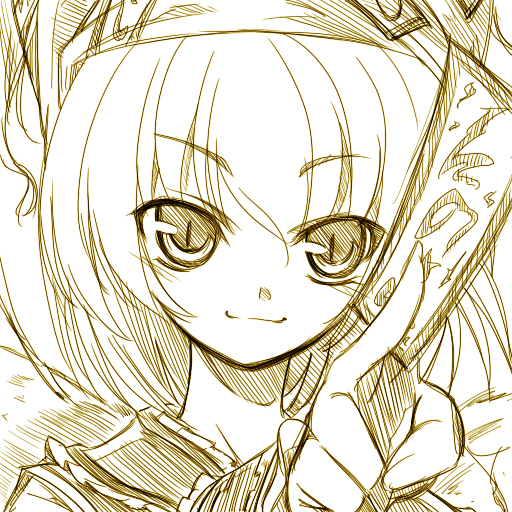 kiku hitomoji, tora tooru, toru tooru, yakumo ran, touhou, 1girl, female focus, monochrome, ofuda, portrait, sketch, slit pupils, smile, solo, yellow theme