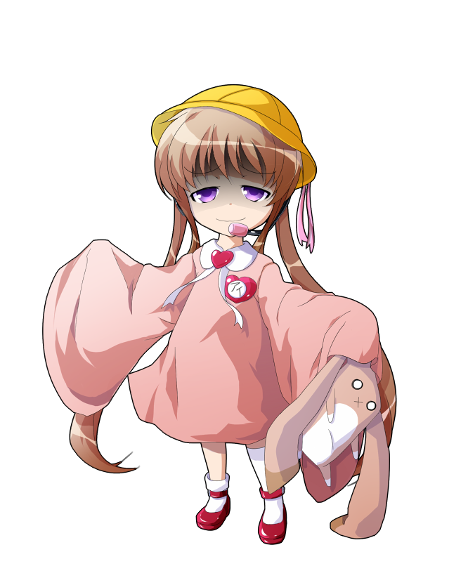 dairi, tsukuyomi ai, voiceroid, commentary request, large variant set, variant set, 1girl, asymmetrical legwear, brooch, brown hair, dress, full body, hat, headset, heart, heart brooch, holding, holding stuffed toy, jewelry, long hair, mismatched legwear, pink dress, red shoes, school hat, shaded face, shoes, sleeves past fingers, sleeves past wrists, socks, solo, standing, stuffed toy, tachi-e, transparent background, twintails, white socks, wide sleeves