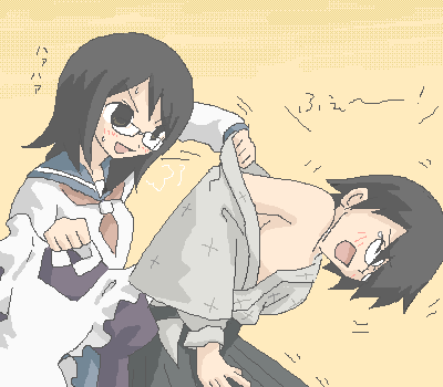 fujiyoshi harumi, itoshiki nozomu, sayonara zetsubou sensei, suzumiya haruhi no yuuutsu, lowres, fujoshi, parody