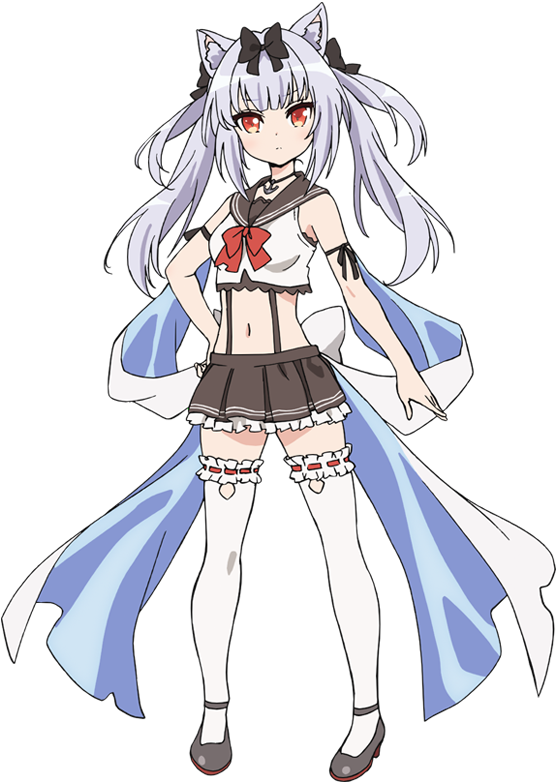 yukikaze (azur lane), azur lane, official art, 1girl, animal ear fluff, animal ears, anime coloring, arm ribbon, black bow, black sailor collar, black shoes, black skirt, bow, breasts, cat ears, closed mouth, flats, frilled skirt, frills, full body, hair bow, hand on own hip, long hair, looking at viewer, miniskirt, navel, ogiwara rokou, outstretched arms, pleated skirt, red eyes, ribbon, ribbon-trimmed thighhighs, ribbon trim, sailor collar, sash, shoes, simple background, skirt, sleeveless, solo, standing, tachi-e, thighhighs, transparent background, tsurime, twintails, white hair, white sash, white thighhighs