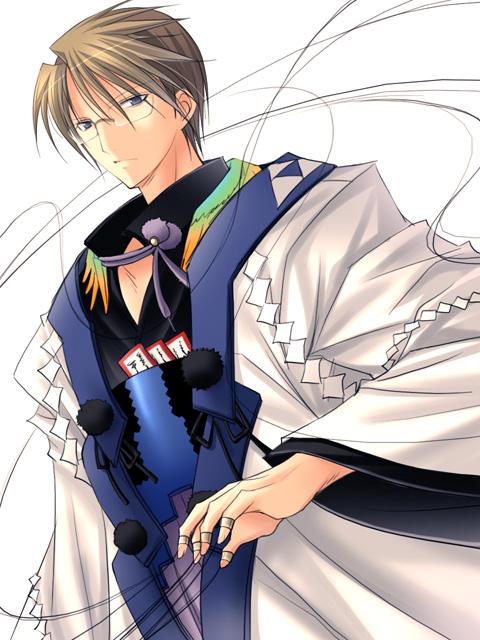 vanilla (artist), vanilla (nicolla), houjou souun, rance (series), sengoku rance, 1boy, blonde hair, blue eyes, glasses, hojo soun, male focus, short hair, solo