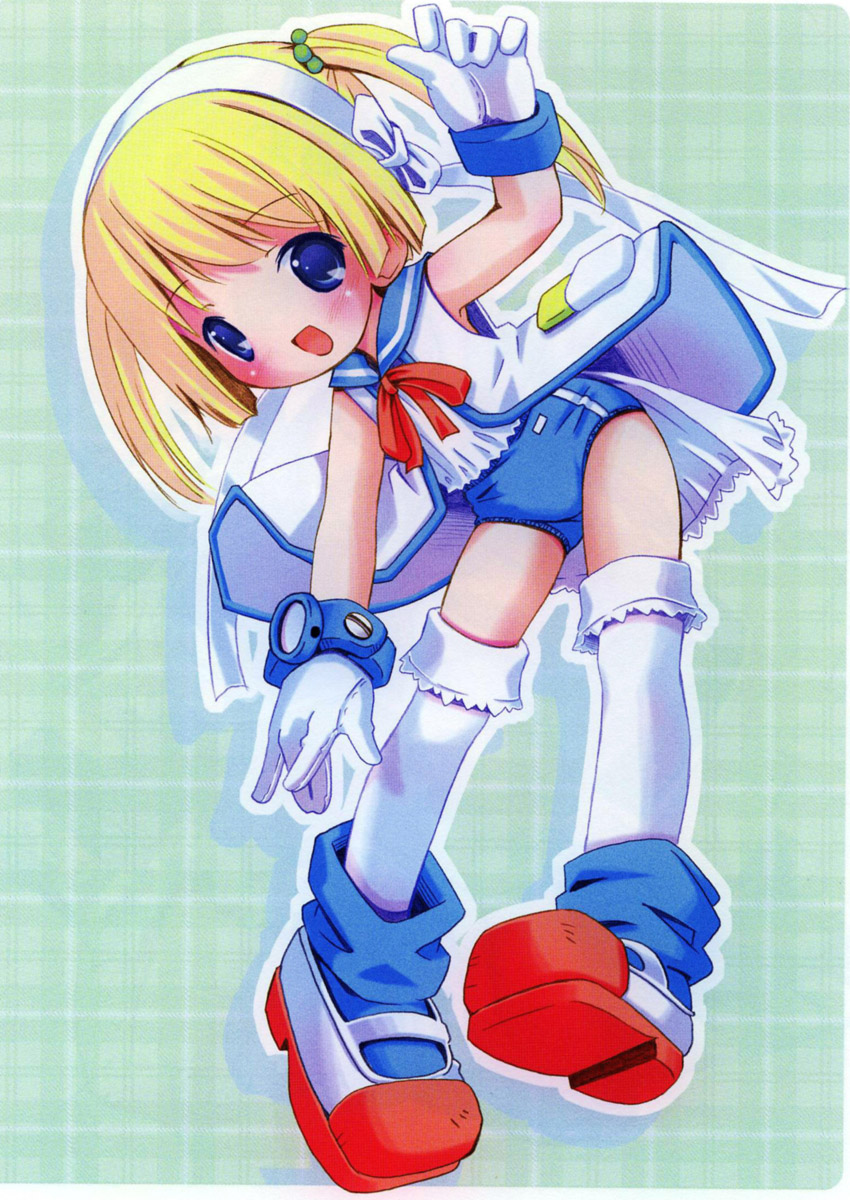pop, highres, 1girl, blush, bow, female focus, gloves, solo, thighhighs