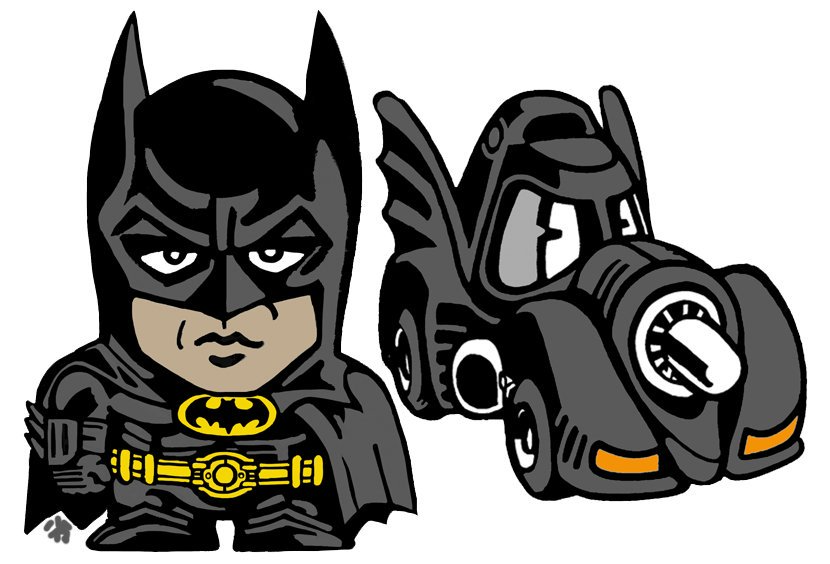batman, michael keaton, batman (1989), batman (series), batman returns, dc comics, warner bros., bat (animal), batmobile, belt, boots, cape, car, chibi, gloves, mask, motor vehicle, nisegundam, superhero costume, tim burton