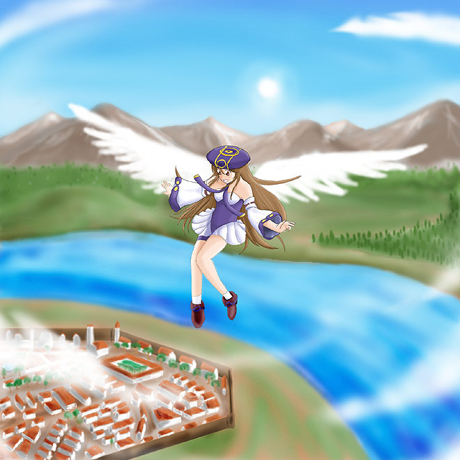 lita blanchimont, atelier (series), atelier iris, atelier iris eternal mana, gust, 1girl, brown hair, female focus, solo, wings