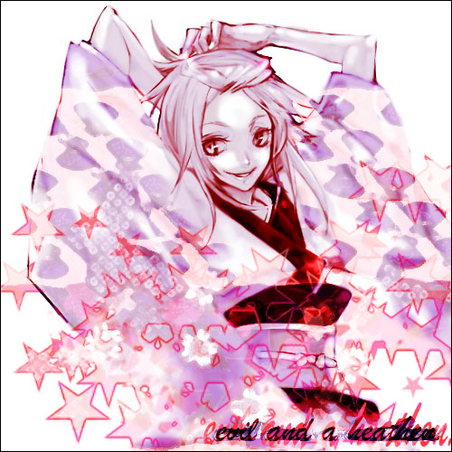 chomesuke, d.gray-man, artist request, lowres, source request, 00s, 1girl, female focus, japanese clothes, monochrome, purple theme, short hair, solo, star (symbol)