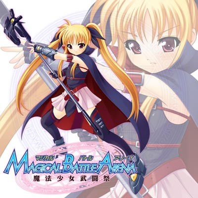 pandadanpa, bardiche (assault form) (nanoha), bardiche (nanoha), fate testarossa, fate testarossa (lightning form), lyrical nanoha, magical battle arena, mahou shoujo lyrical nanoha, mahou shoujo lyrical nanoha a's, lowres, 00s, 1girl, blonde hair, female focus, hair ribbon, ribbon, solo, thighhighs, twintails