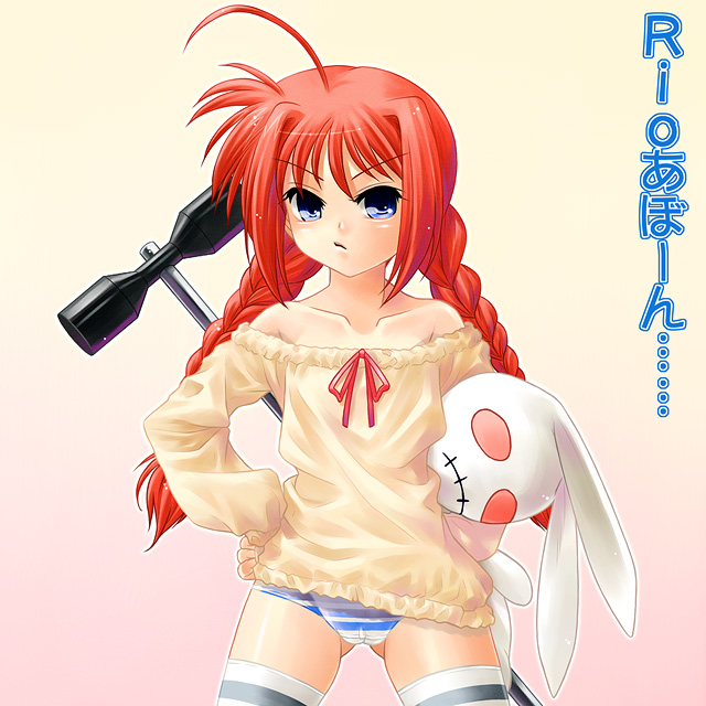 ayato, vita (nanoha), lyrical nanoha, mahou shoujo lyrical nanoha, mahou shoujo lyrical nanoha a's, 00s, 1girl, female focus, panties, pantyshot, solo, striped clothes, striped panties, striped thighhighs, thighhighs, underwear