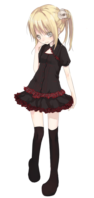 itou nanami, evangeline a.k. mcdowell, mahou sensei negima!, original, 00s, blonde hair, legs, solo, thighhighs, zettai ryouiki