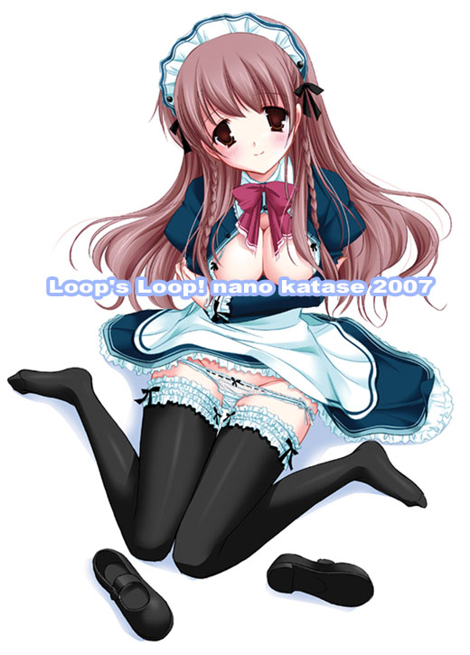 katase nano, katasena, original, 1girl, brown hair, female focus, lowleg, lowleg panties, maid, panties, shoes, solo, thighhighs, underwear, unworn shoes, zettai ryouiki