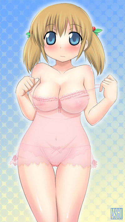 zanzi, 1girl, babydoll, breasts, female focus, large breasts, lingerie, nipples, panties, see-through clothes, solo, uncensored, underwear