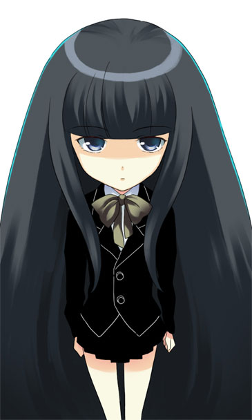 jimeko, suou kuyou, suzumiya haruhi no yuuutsu, 00s, 1girl, female focus, kouyouen academy school uniform, long hair, school uniform, solo, very long hair