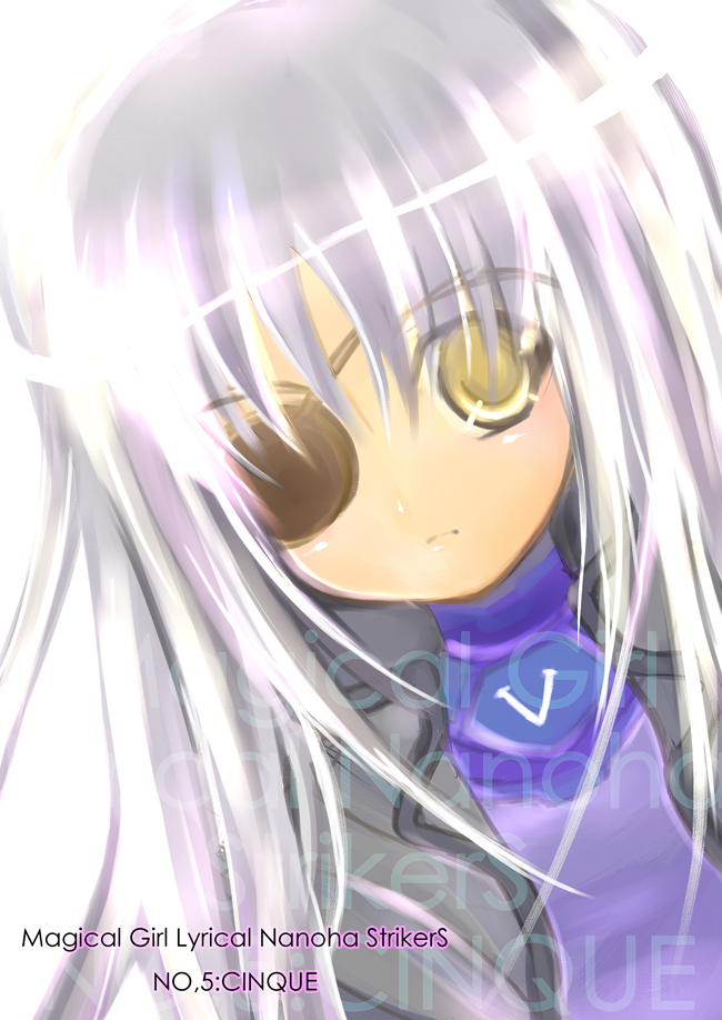yu yu, cinque (nanoha), numbers (nanoha), lyrical nanoha, mahou shoujo lyrical nanoha, mahou shoujo lyrical nanoha strikers, 00s, eyepatch, solo