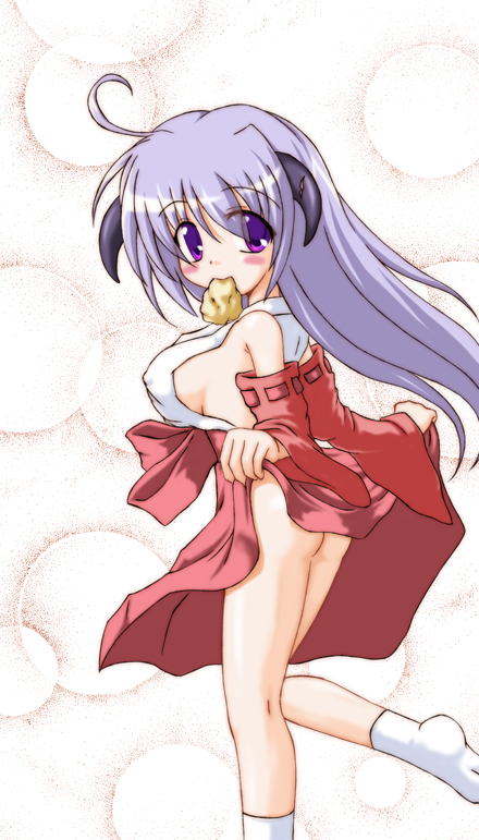 inasaki shirau, hanyuu, higurashi no naku koro ni, 00s, 1girl, breasts, female focus, hakama, hakama skirt, japanese clothes, medium breasts, red hakama, sideboob, skirt, solo