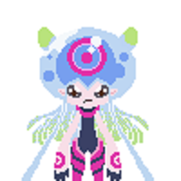jellymon, digimon, digimon (creature), jellyfish girl, monster girl, pixel art, sailortrekkie92, tentacle hair, tentacles