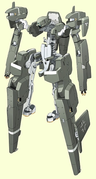 shimada fumikane, armor, helmet, machinery, mecha, no humans, robot, solo, weapon