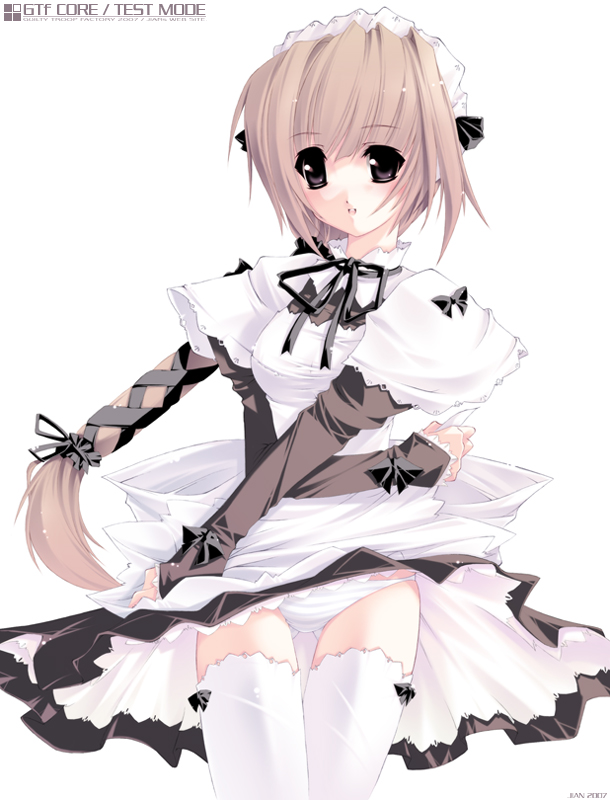 original, maid, panties, solo, striped clothes, striped panties, thighhighs, underwear, zettai ryouiki