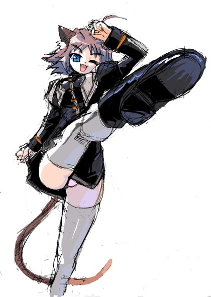 m ganzy, mganzy, lieselotte (nanoha), lyrical nanoha, mahou shoujo lyrical nanoha, mahou shoujo lyrical nanoha a's, 00s, 1girl, female focus, panties, pantyshot, solo, thighhighs, underwear