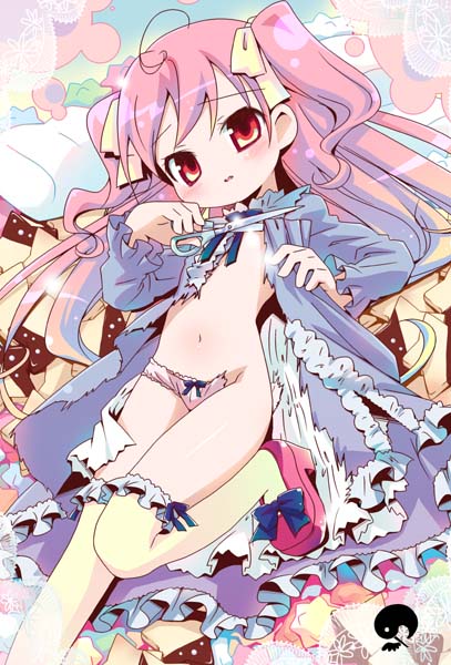amimi, original, dress, head tilt, kneehighs, loli, panties, socks, solo, torn clothes, torn dress, underwear