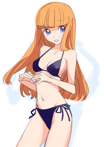 nishieda, lowres, 1girl, bikini, black bikini, female focus, side-tie bikini bottom, simple background, solo, swimsuit