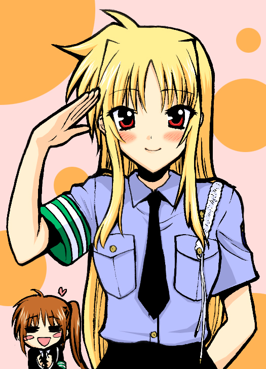 saki chisuzu, fate testarossa, takamachi nanoha, lyrical nanoha, mahou shoujo lyrical nanoha, mahou shoujo lyrical nanoha strikers, 00s, police, police uniform