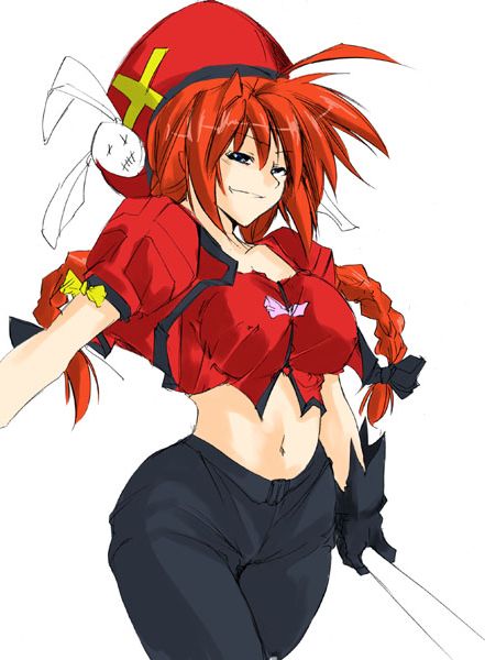 graf eisen, vita (nanoha), lyrical nanoha, mahou shoujo lyrical nanoha, mahou shoujo lyrical nanoha a's, mahou shoujo lyrical nanoha strikers, 00s, 1girl, adapted costume, aged up, curvy, female focus, red hair, solo