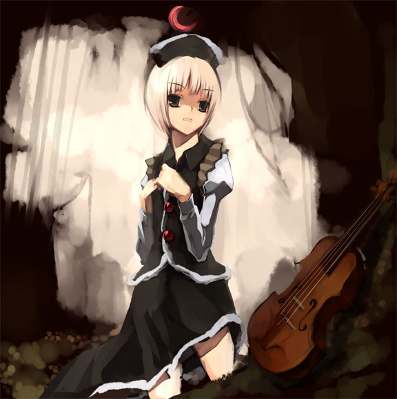 shimadoriru, lunasa prismriver, touhou, 1girl, female focus, hat, instrument, solo, standing, violin