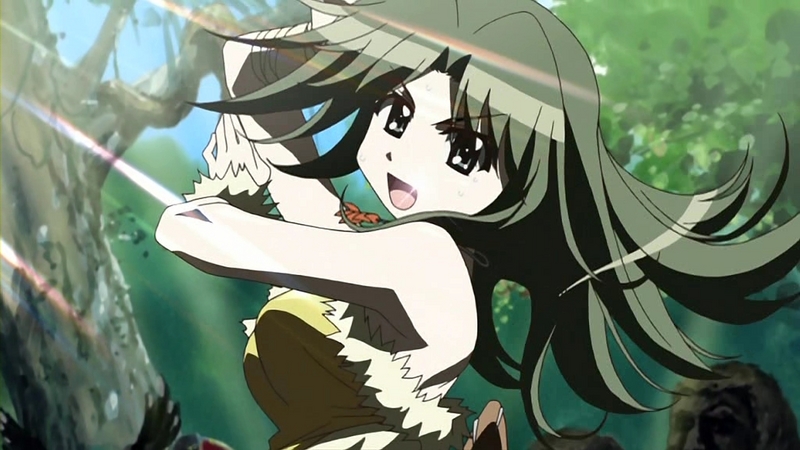 iinchou (seto no hanayome), seto no hanayome, 00s, 1girl, armpits, female focus, green hair, long hair, nature, solo, strapless, tube top