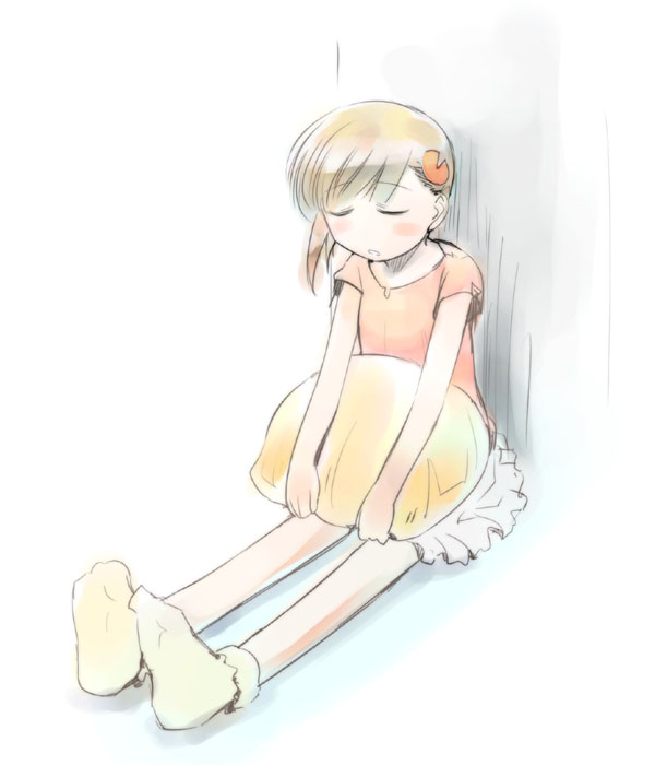 ikeda jun (mizutamari), tagme, 1girl, female focus, pillow, sitting, solo