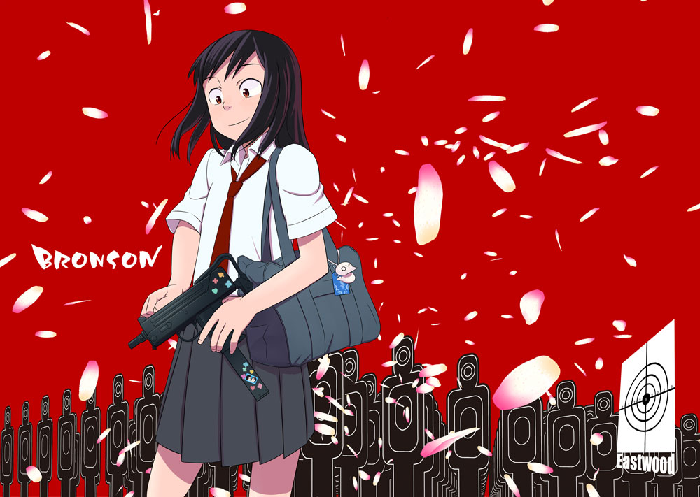 forgotten artist, original, machine pistol, tagme, gun, school uniform, serafuku, solo, weapon