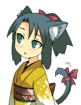 ikura hato, lowres, tagme, animal ears, cat ears, japanese clothes, kimono, ponytail, solo