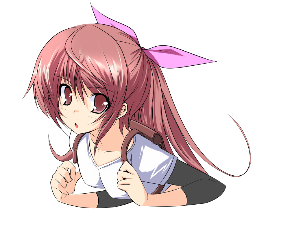 shijou sadafumi, original, 1girl, female focus, hair ribbon, long hair, ribbon, simple background, solo